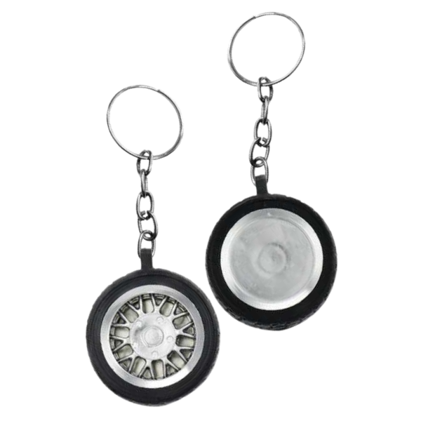 Kit com 50 Chaveiros Pneu Cromado
