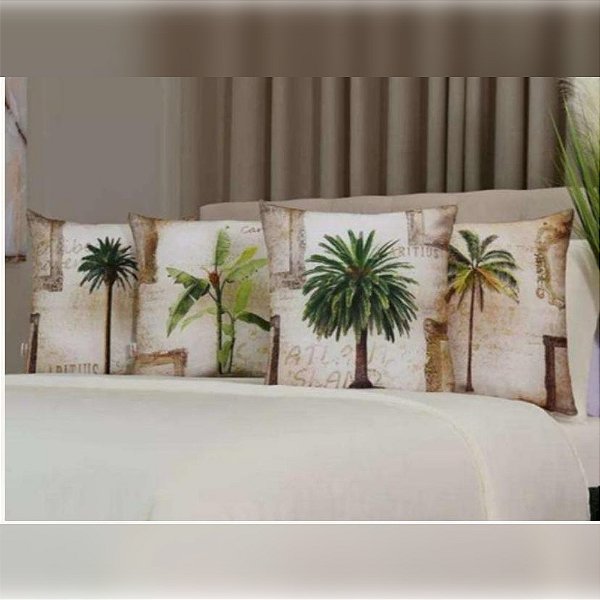 Kit 4 Almofadas Cheias Decorativas Veludo 45x45 Tropical