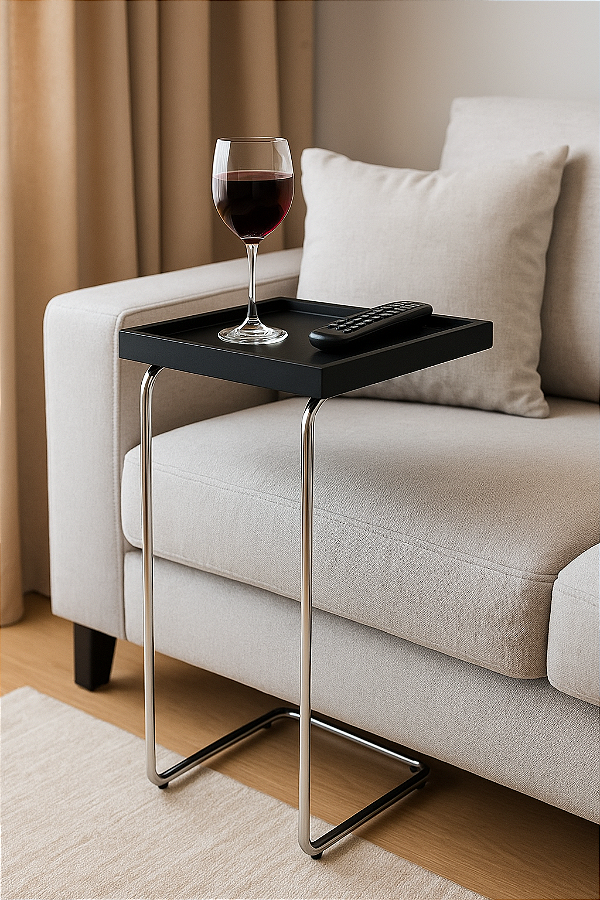 Mesa Lateral de Apoio Para Sala Sofá Estrutura Metálica Decoração Praticidade e Elegância