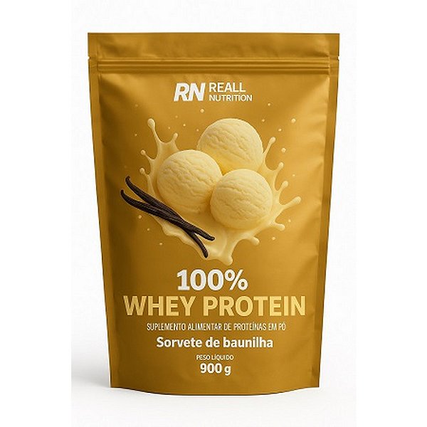 100% Whey Protein Sorvete de Baunilha Refil 900g Reall Nutrition