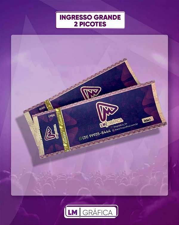 INGRESSO - PAPEL MOEDA - GRANDE - 2 PICOTES
