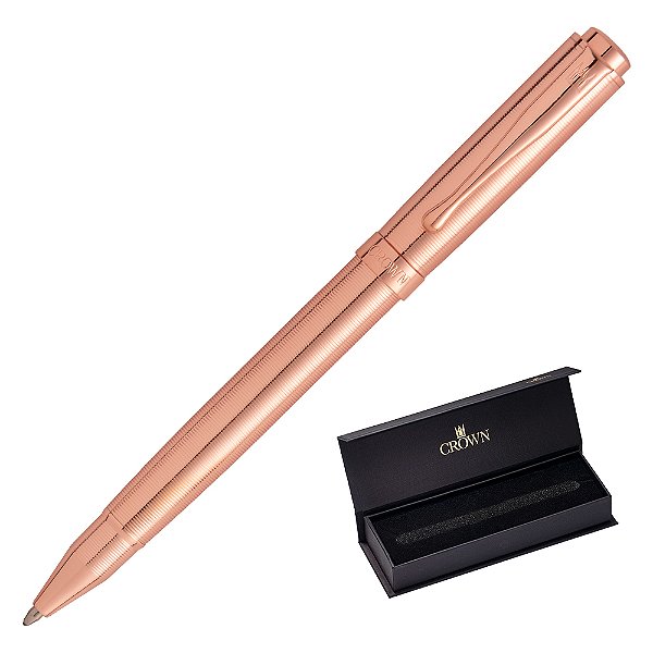 CANETA CROWN BARON ESF OURO ROSA COM TEXTURA