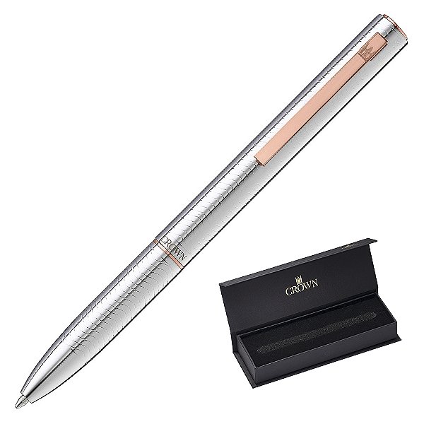 CANETA CROWN BULLET ESF PRATA COM OURO ROSA