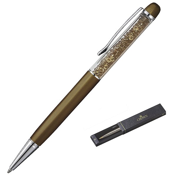 CANETA CROWN CRISTAL ESF OURO