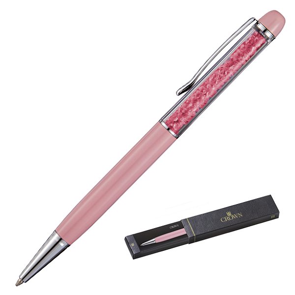CANETA CROWN CRISTAL ESF ROSA