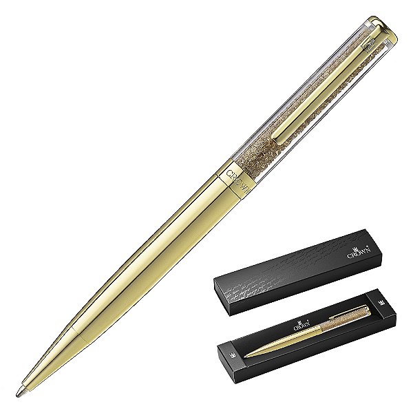 CANETA CROWN DIAMOND ESF OURO AMARELO