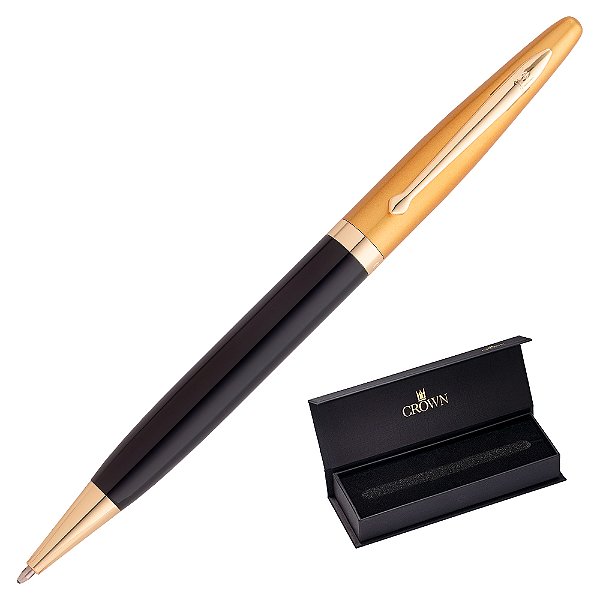 CANETA CROWN ELEGANCE ESF OURO E PRETA