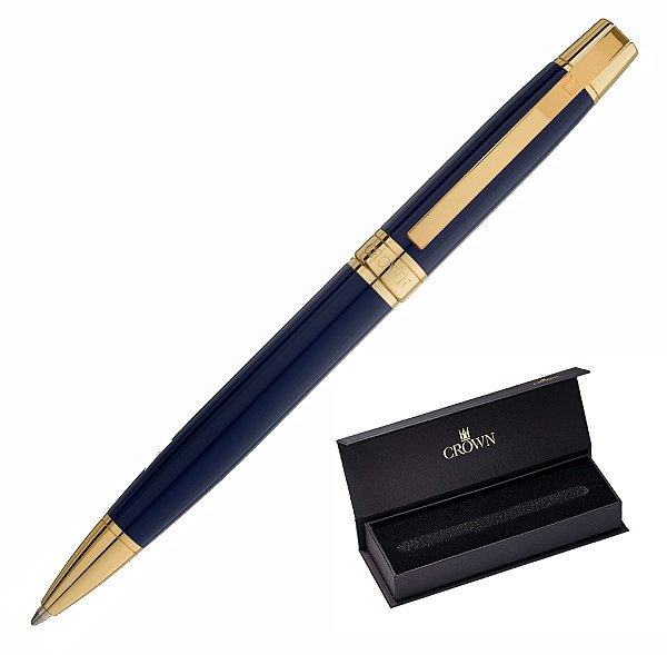 CANETA CROWN MASTER GOLD GEL AZUL