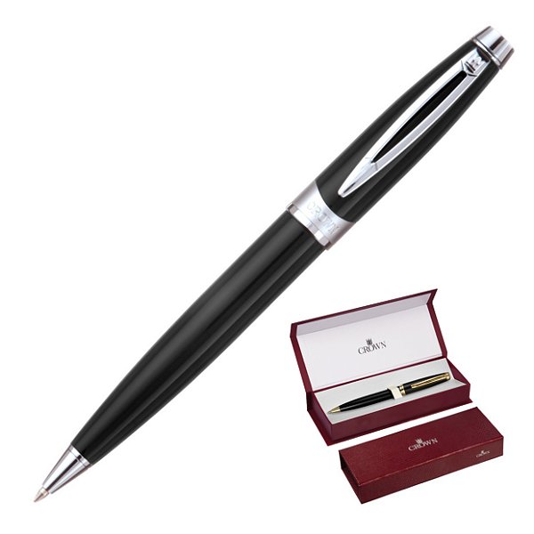 CANETA CROWN PICASSO SILVER ESF PRETA