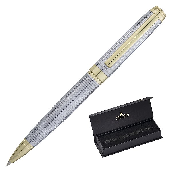CANETA CROWN SUPREME ESF PRATA OURO AMARELO