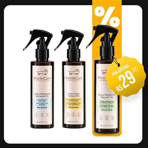 Kit Aniversário - Cuidado Diário NeemCare – Hidratante + Limpa patas + Repelente