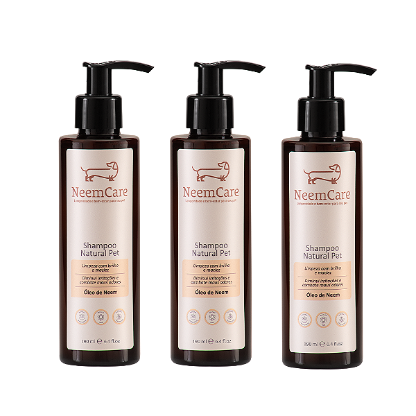 Kit Triplo Shampoo NeemCare – Limpeza Natural e Proteção para seu Pet