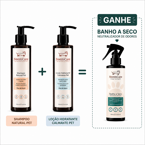 Kit Essencial NeemCare | Shampoo + Hidratante com Banho a Seco de presente