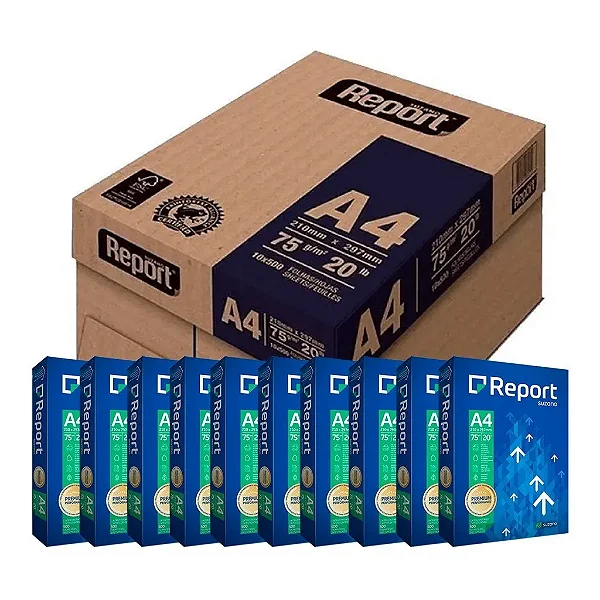 Papel Sulfite A4 Report 75g Caixa c/ 10 Resmas