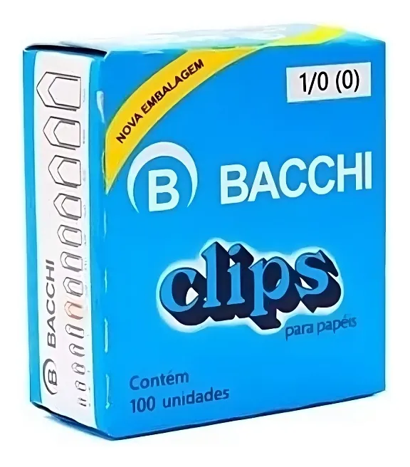 Caixa de Clips 1/0 Galvanizado Aço C/ 100 und - Bacchi