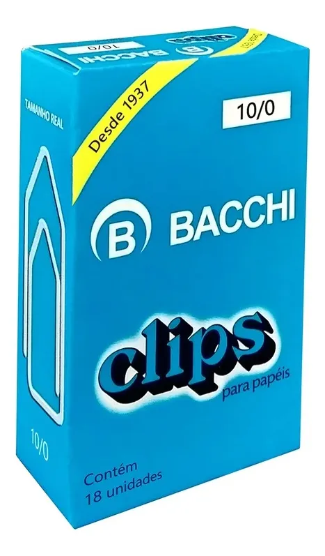 Caixa de Clips 10/0 Galvanizado Aço C/ 100 und - Bacchi