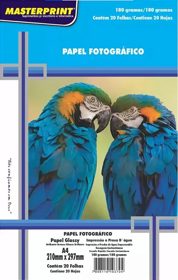 Papel Fotográfico Glossy A4 180g - Masterprint