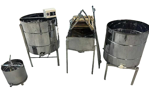 Kit Apícola Promocional - Centrífuga Elétrica 32/12 quadros + Mesa Desoperculadora 32 quadros + Decantador de Mel 200KG com base + Prensa (Brinde)