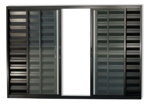 Janela Veneziana 6 Folhas Sem Grade - Alumínio Preto - Linha Modular