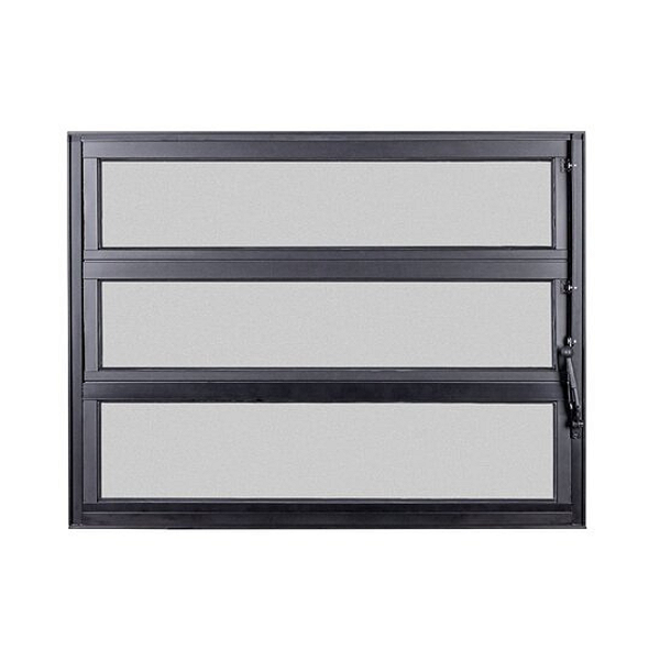 Janela Basculante 1 Seção - Vidro Mini Boreal - Alumínio Preto - Linha Modular