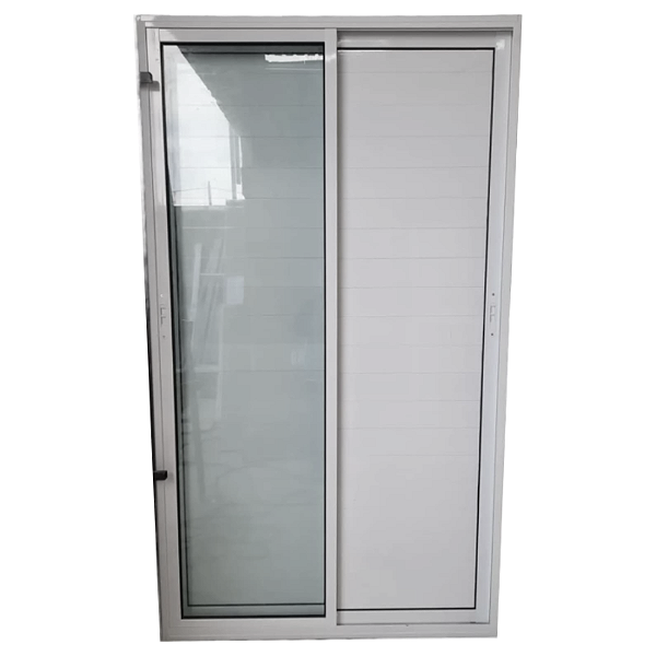 Porta Balcão 3 Folhas Móveis Lambril com Fechadura - Alumínio Branco - Linha 25