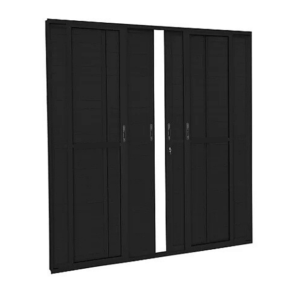 Porta Balcão 6 Folhas Lambril com Fechadura - Alumínio Preto - Linha 25