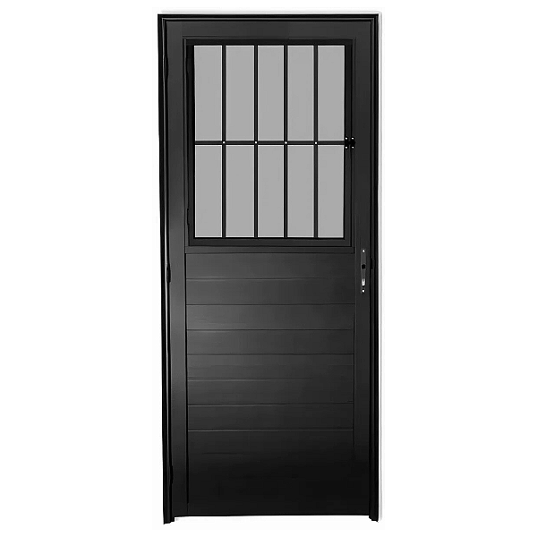 Porta Lambril Social com Postigo Vidro Boreal - Alumínio Preto - Linha 25