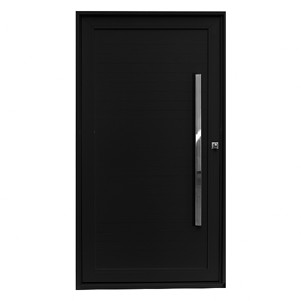 Porta Pivotante Lambril com Puxador e Fechadura Eletrônica Wifi - Alumínio Preto - Linha 45