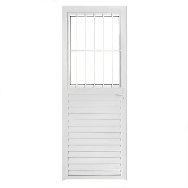 Porta Social com Postigo Vidro Boreal - Alumínio Branco - Linha 25