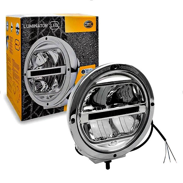 FAROL AUXILIAR MILHA LUMINATOR LED LONGO ALCANCE CROMADO