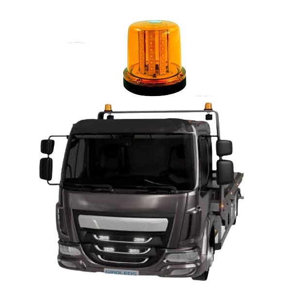 GIROFLEX LED 24V AMBAR SINALIZAÇÃO 54 LED ALTO BRILHO TRATOR