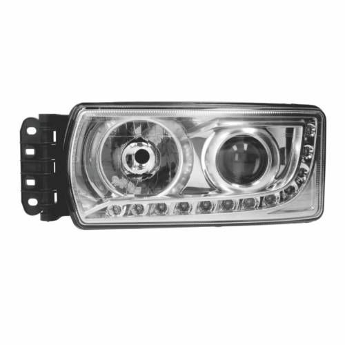 FAROL PRINCIPAL IVECO STRALIS HI-WAY LE LED FUNDO CROMADO
