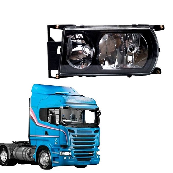 FAROL SCANIA SÉRIE 5 APÓS 2009 H7 H1 ESQUERDO MÁSCARA NEGRA