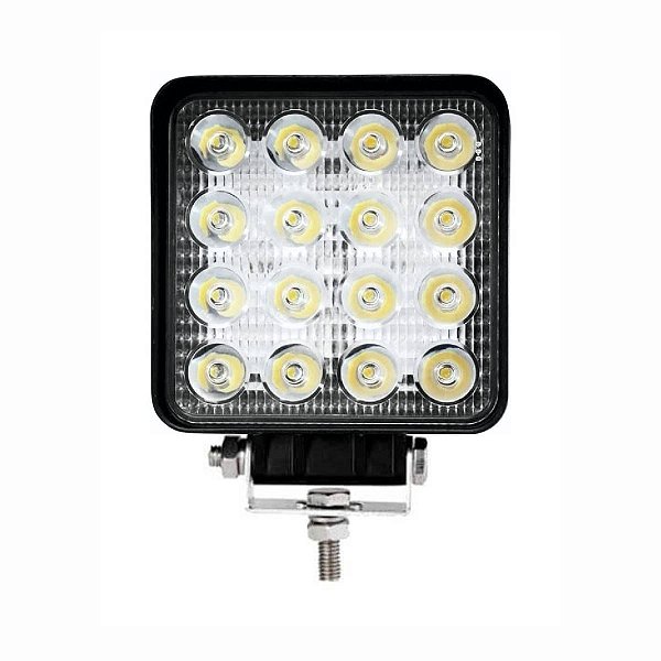 FAROL DE TRABALHO 16 LEDS 48W 10-30V QUADRADO F-432