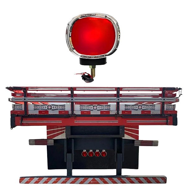 LANTERNA TRASEIRA LED VERMELHA C/SUPORTE CROMADO FOGUINHO