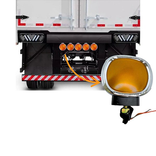 LANTERNA TRASEIRA P PARA-CHOQUE UNIVERSAL AMBAR CROMADO LED