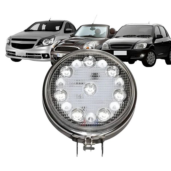 FAROL DE NEBLINA REDONDO 8 LEDS BIVOLT CAMINHONETE TRATOR