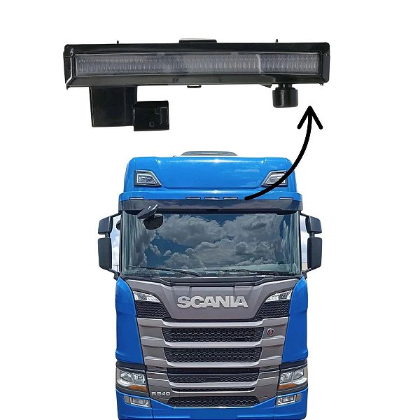LANTERNA TAPA QUEBRA SOL P/ SCANIA NTG TETO LED ÂMBAR BIVOLT