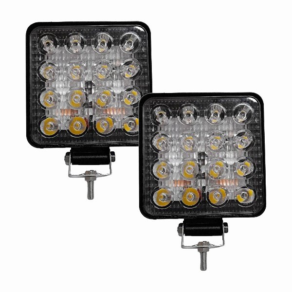FAROL DE TRABALHO QUADRADO 16 LEDS 48W 10-30V
