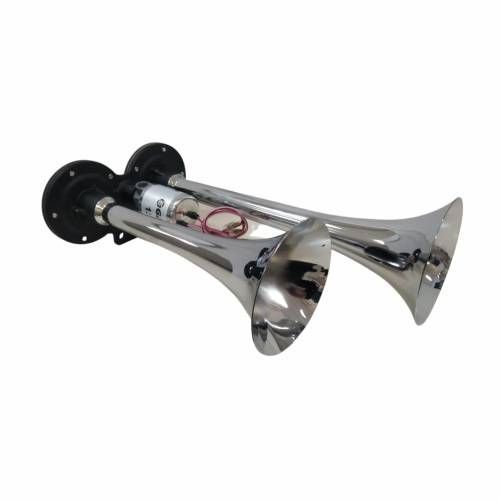 BUZINA AUTOMOTIVA A AR DUPLA UNIVERSAL 12V GAUSS CROMADAS
