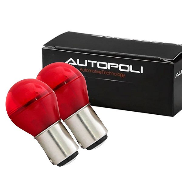 PAR LÂMPADA LED 24V LUZ VERMELHA FREIO LATERAL 3W AUTOPOLI