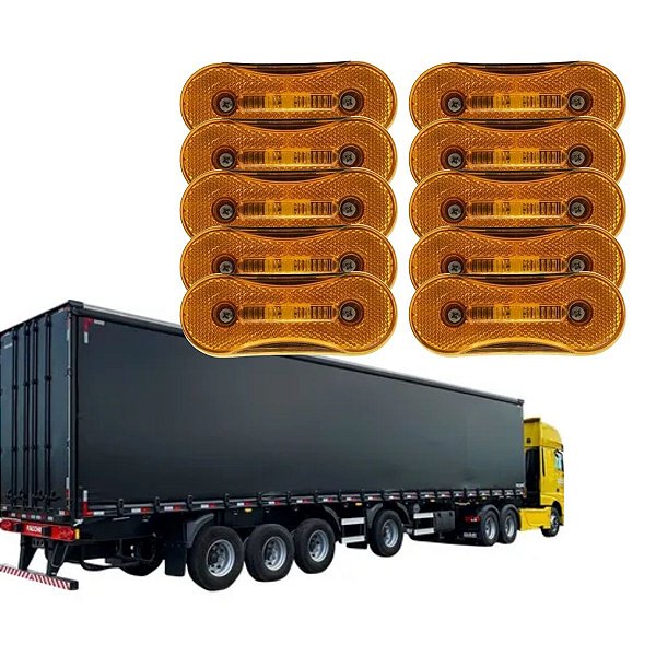 KIT 10 LANTERNA LATERAL PARA FACCHINI 24V AMARELA ASPOCK
