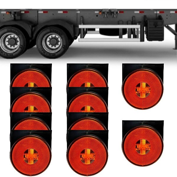 KIT 10 DELIMITADORA RANDON LANTERNA LATERAL C/ SUPORTE AMBAR