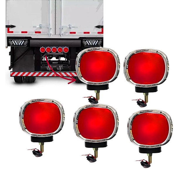 KIT 5 LANTERNA TRASEIRA VERMELHA C/SUPORTE CROMADO FOGUINHO