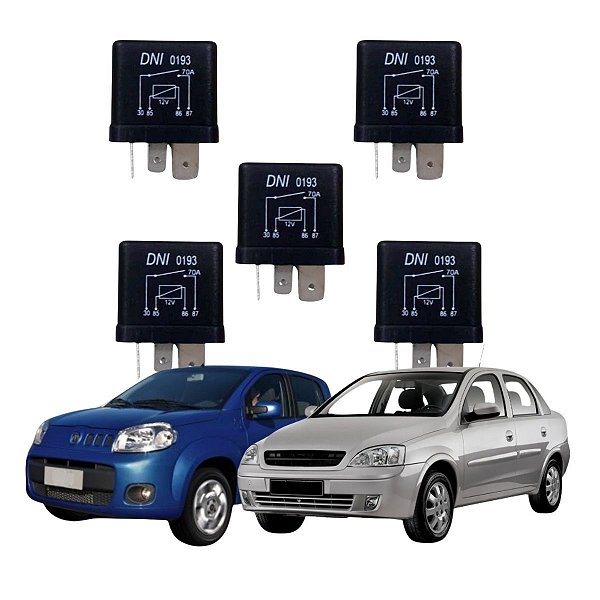 KIT 5 RELE AUXILIAR 12V PARA FIAT/GM 4T  S/ SUPORTE DNI