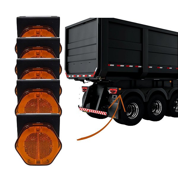 KIT 5 LANTERNA FLEX BIVOLT GUIA DE LUZ SINALSUL HEXAGONAL AM