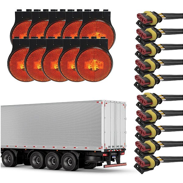 KIT COMPLETO 10U C/ LANTERNA LATERAL PARA RANDON + CHICOTE