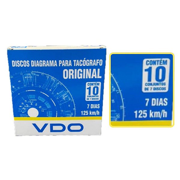 1 CAIXA DISCO TACOGRAFO SEMANAL 125 KM 7DIAS P/ CAMINHAO VDO
