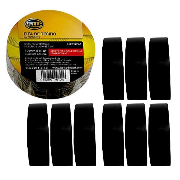 KIT 10U FITA ISOLANTE 10M TECIDO ANTICHAMAS CHICOTES HELLA