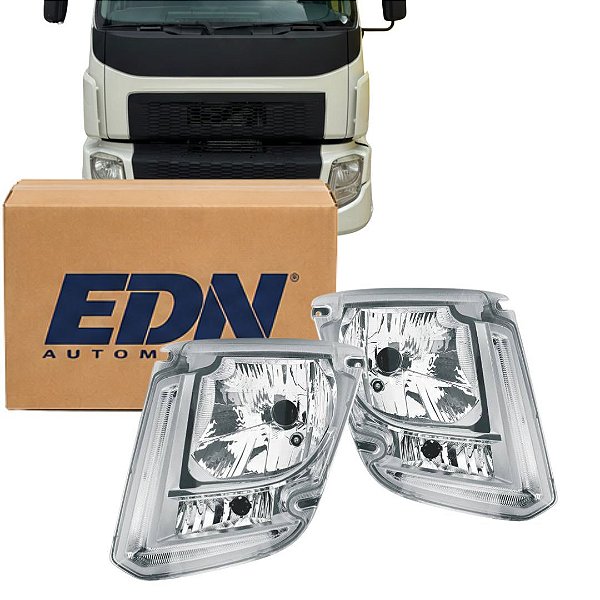 PAR FAROL PRINCIPAL PARA VOLVO VM APÓS 2015 COM DRL CROMADO